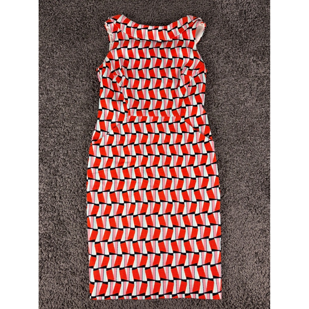 Boden Red Pink Geometric Sheath Dress Sleeveless W0212 US 4P